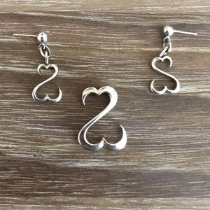 Double heart set- necklace and earrings
